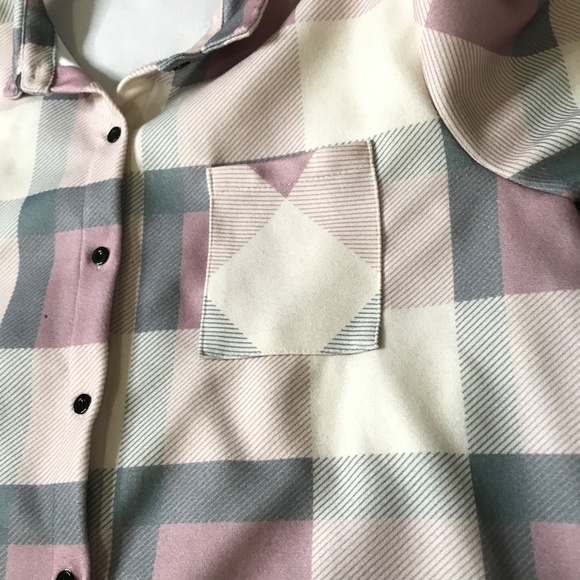 Plaid Shacket Jacket Shirt Pink Gray Cream Button Front Overshirt XXL - Picture 6 of 10